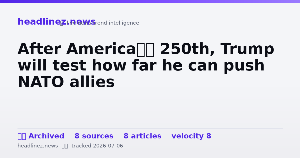 Visual summary for After America’s 250th, Trump will test how far he can push NATO allies