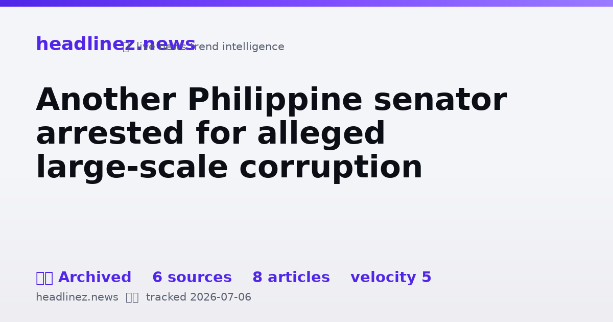 Visual summary for Another Philippine senator arrested for alleged large-scale corruption