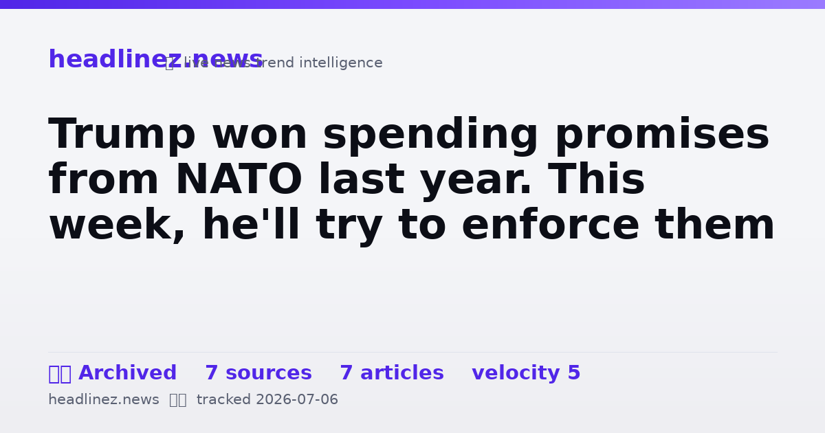 Visual summary for Trump won spending promises from NATO last year. This week, he'll try to enforce them