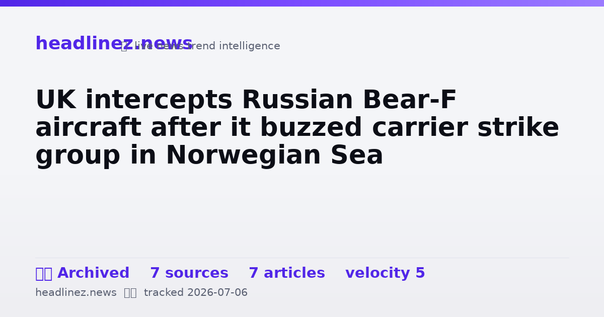 Visual summary for UK intercepts Russian Bear-F aircraft after it buzzed carrier strike group in Norwegian Sea
