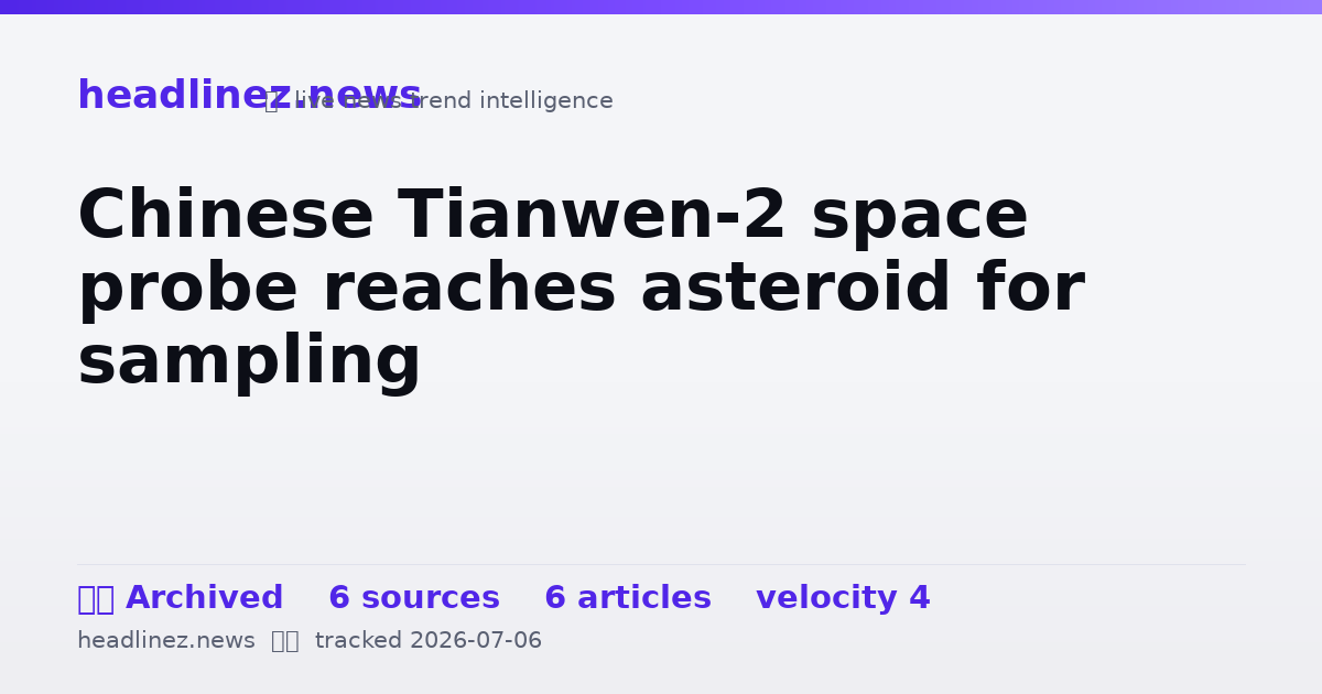 Visual summary for Chinese Tianwen-2 space probe reaches asteroid for sampling