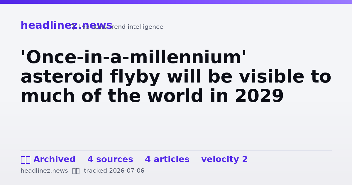 Visual summary for 'Once-in-a-millennium' asteroid flyby will be visible to much of the world in 2029