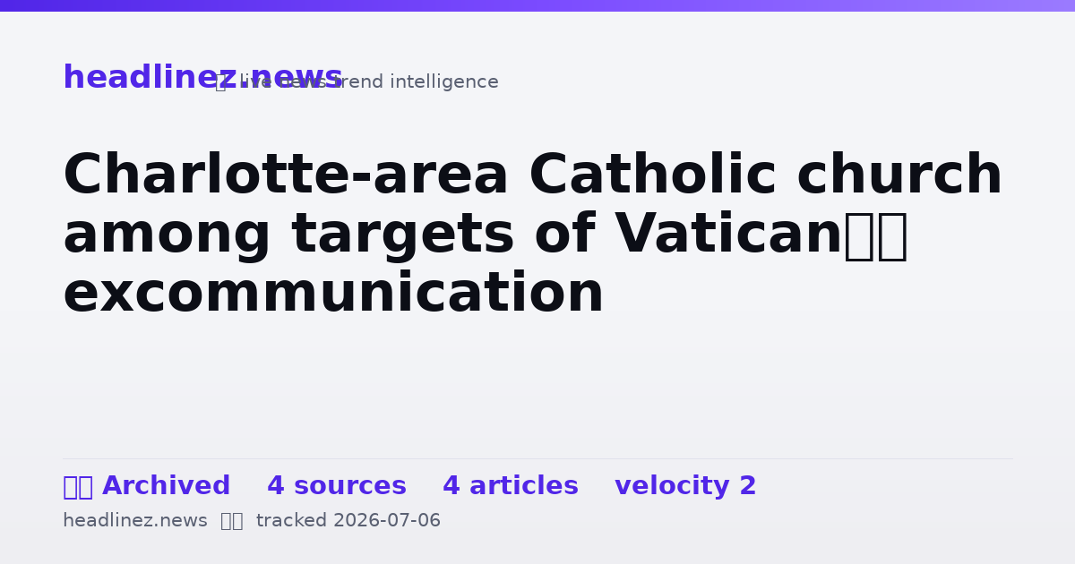 Visual summary for Charlotte-area Catholic church among targets of Vatican’s excommunication