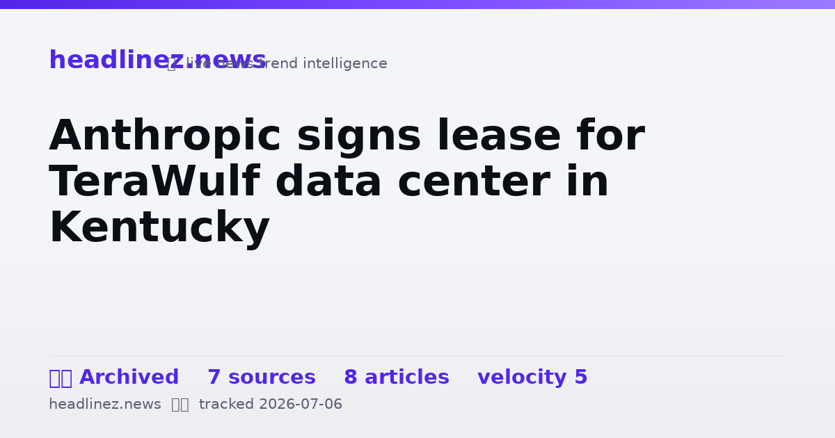 Visual summary for Anthropic signs lease for TeraWulf data center in Kentucky