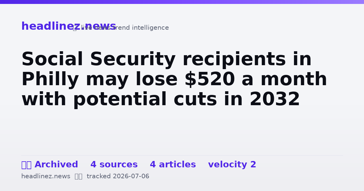 Visual summary for Social Security recipients in Philly may lose $520 a month with potential cuts in 2032