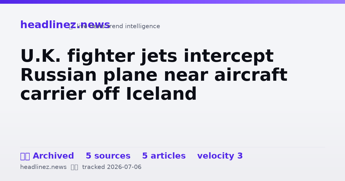 Visual summary for U.K. fighter jets intercept Russian plane near aircraft carrier off Iceland