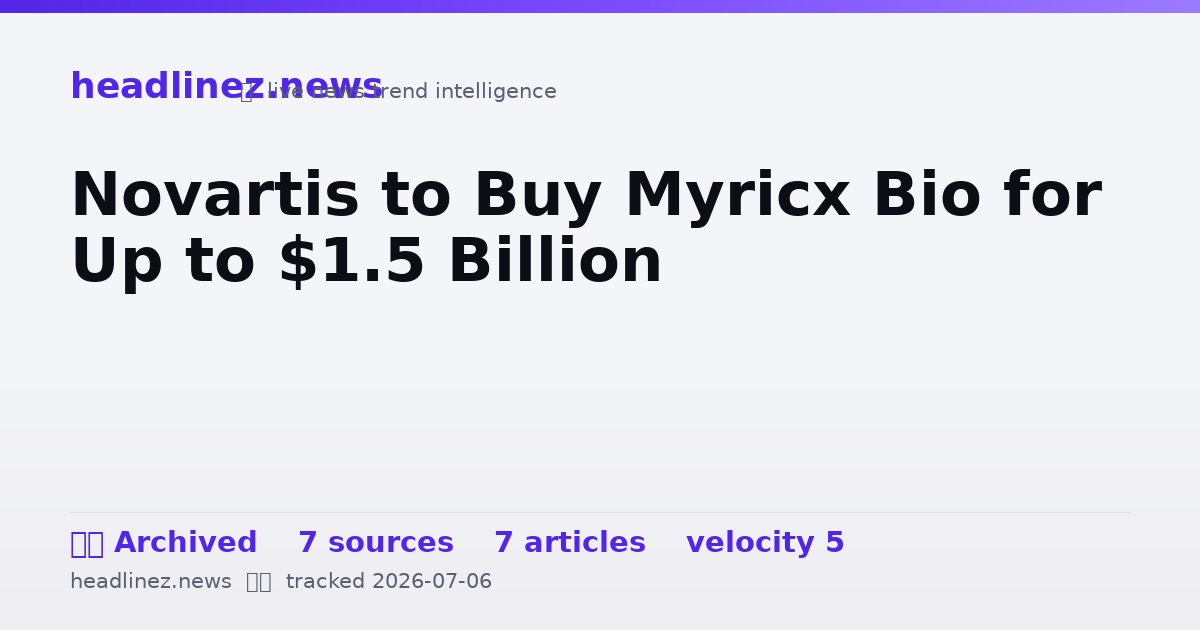Visual summary for Novartis to Buy Myricx Bio for Up to $1.5 Billion