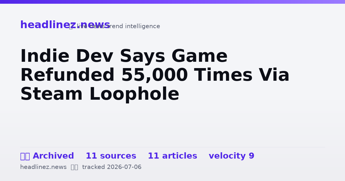 Visual summary for Indie Dev Says Game Refunded 55,000 Times Via Steam Loophole