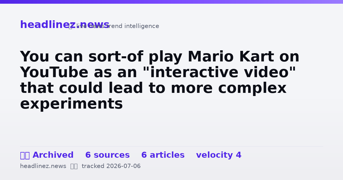 Visual summary for You can sort-of play Mario Kart on YouTube as an "interactive video" that could lead to more complex experiments