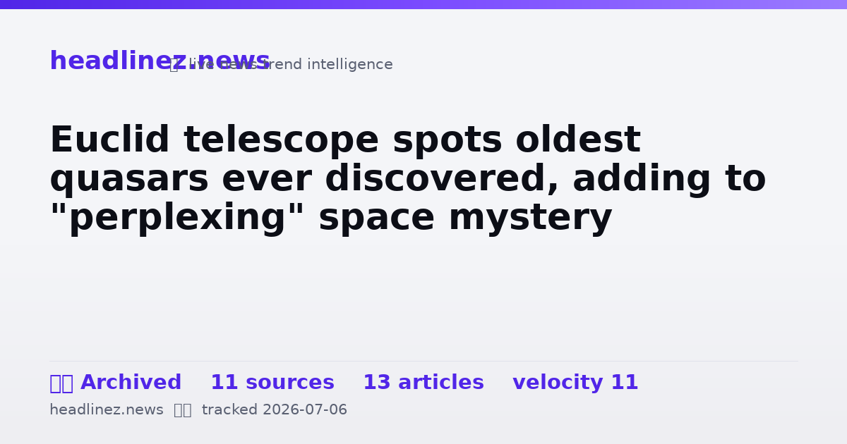 Visual summary for Euclid telescope spots oldest quasars ever discovered, adding to "perplexing" space mystery