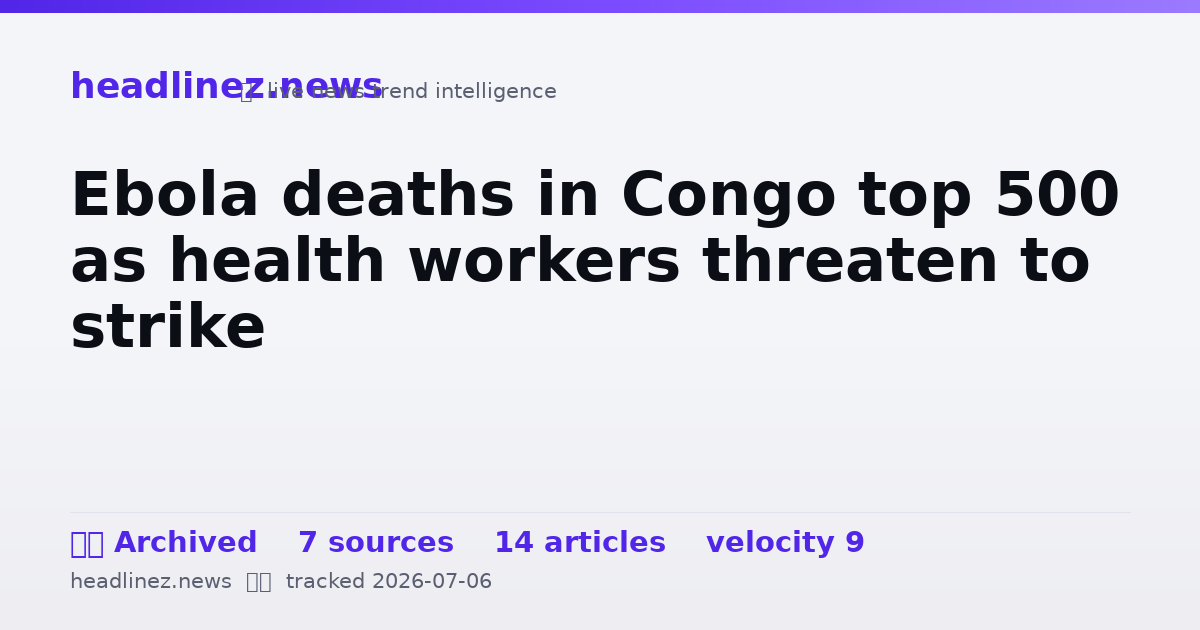Visual summary for Ebola deaths in Congo top 500 as health workers threaten to strike