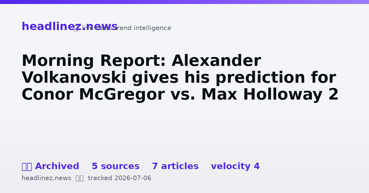 Visual summary for Morning Report: Alexander Volkanovski gives his prediction for Conor McGregor vs. Max Holloway 2