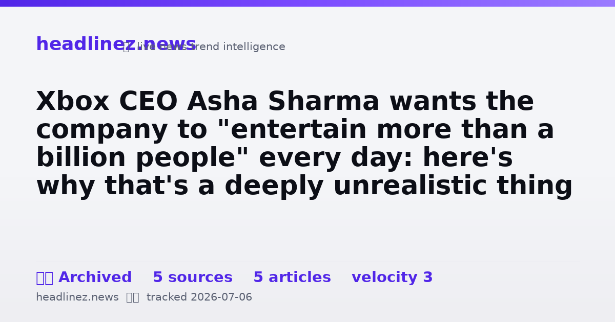 Visual summary for Xbox CEO Asha Sharma wants the company to "entertain more than a billion people" every day: here's why that's a deeply unrealistic thing to say