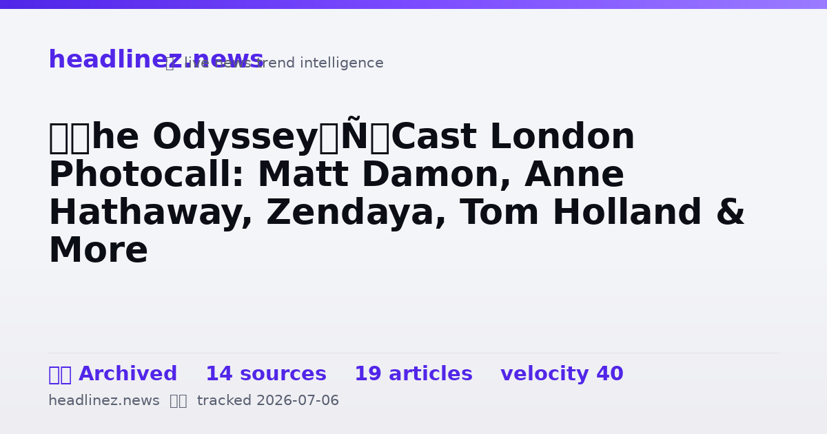 Visual summary for ‘The Odyssey’ Cast London Photocall: Matt Damon, Anne Hathaway, Zendaya, Tom Holland & More