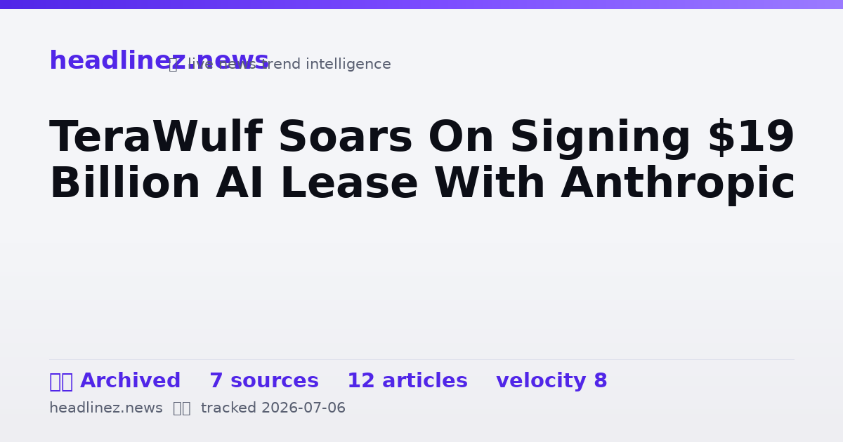 Visual summary for TeraWulf Soars On Signing $19 Billion AI Lease With Anthropic