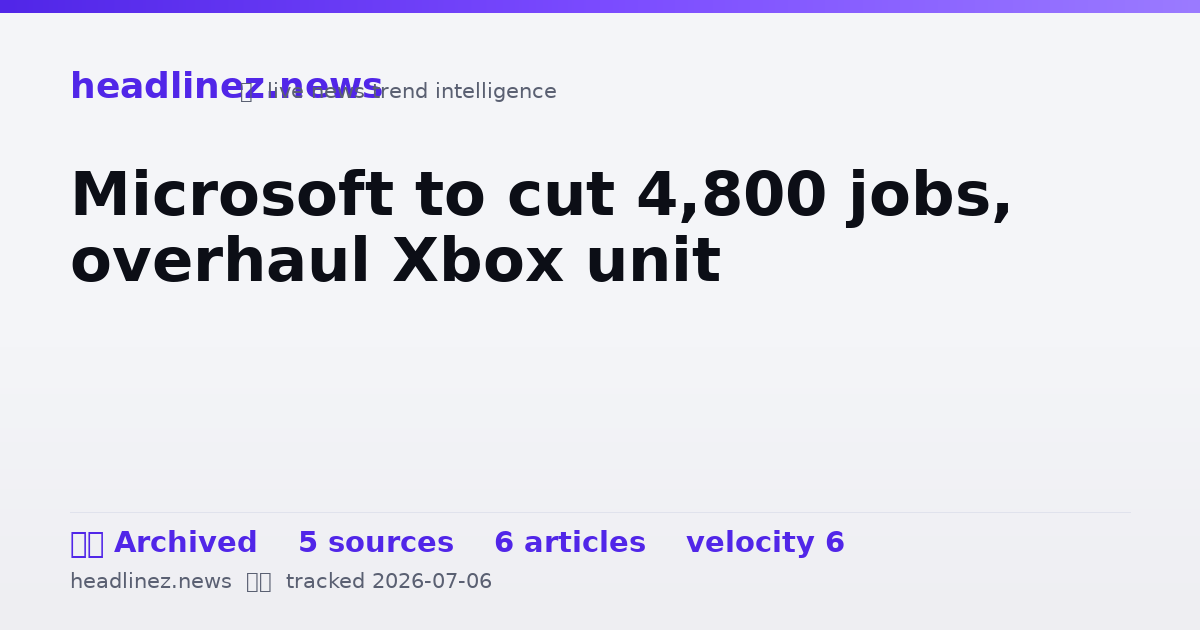 Visual summary for Microsoft to cut 4,800 jobs, overhaul Xbox unit