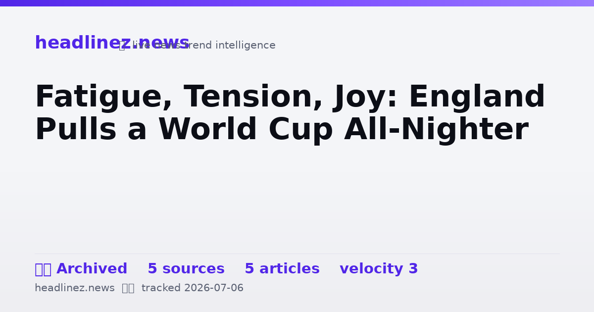 Visual summary for Fatigue, Tension, Joy: England Pulls a World Cup All-Nighter