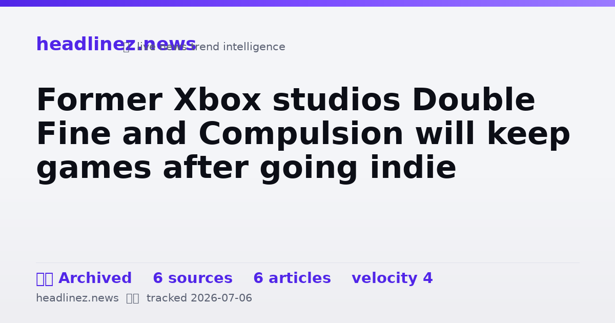Visual summary for Former Xbox studios Double Fine and Compulsion will keep games after going indie