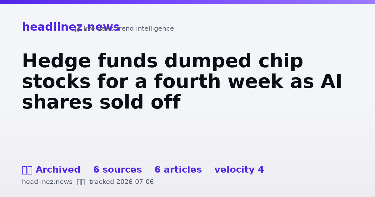 Visual summary for Hedge funds dumped chip stocks for a fourth week as AI shares sold off