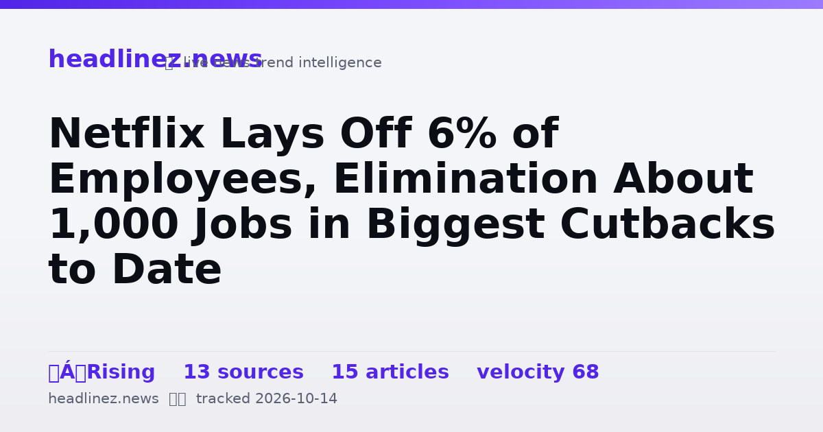 Visual summary for Netflix Lays Off 6% of Employees, Elimination About 1,000 Jobs in Biggest Cutbacks to Date