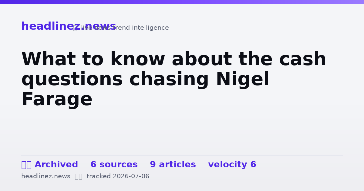Visual summary for What to know about the cash questions chasing Nigel Farage