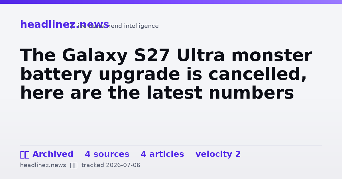 Visual summary for The Galaxy S27 Ultra monster battery upgrade is cancelled, here are the latest numbers