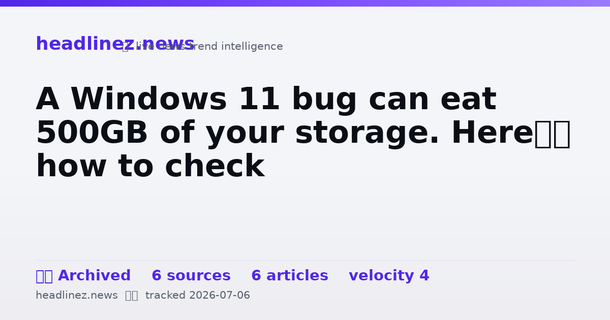 Visual summary for A Windows 11 bug can eat 500GB of your storage. Here’s how to check