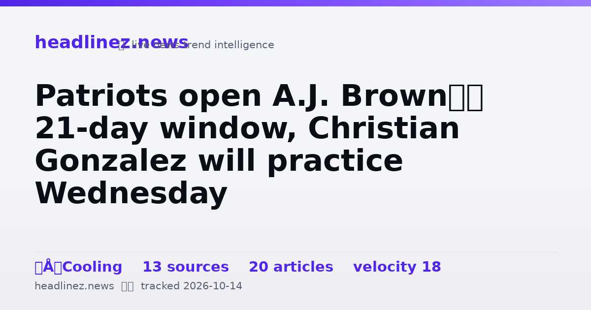 Visual summary for Patriots open A.J. Brown’s 21-day window, Christian Gonzalez will practice Wednesday