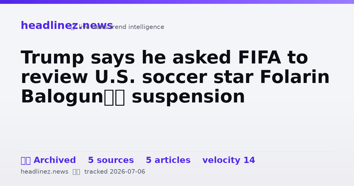 Visual summary for Trump says he asked FIFA to review U.S. soccer star Folarin Balogun’s suspension