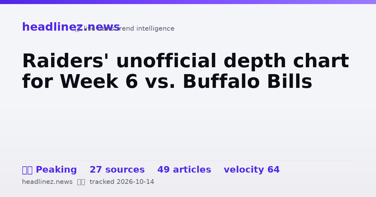 Visual summary for Raiders' unofficial depth chart for Week 6 vs. Buffalo Bills