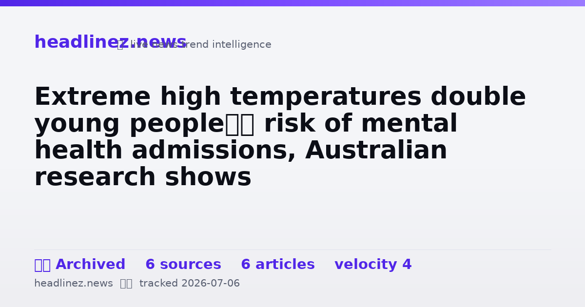 Visual summary for Extreme high temperatures double young people’s risk of mental health admissions, Australian research shows