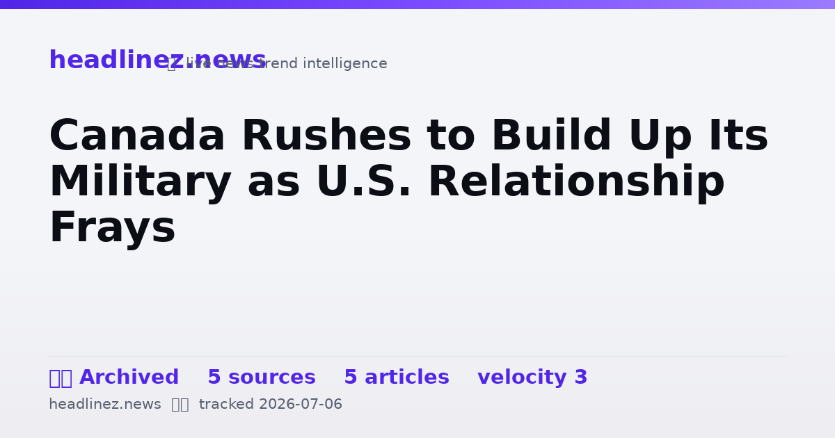 Visual summary for Canada Rushes to Build Up Its Military as U.S. Relationship Frays
