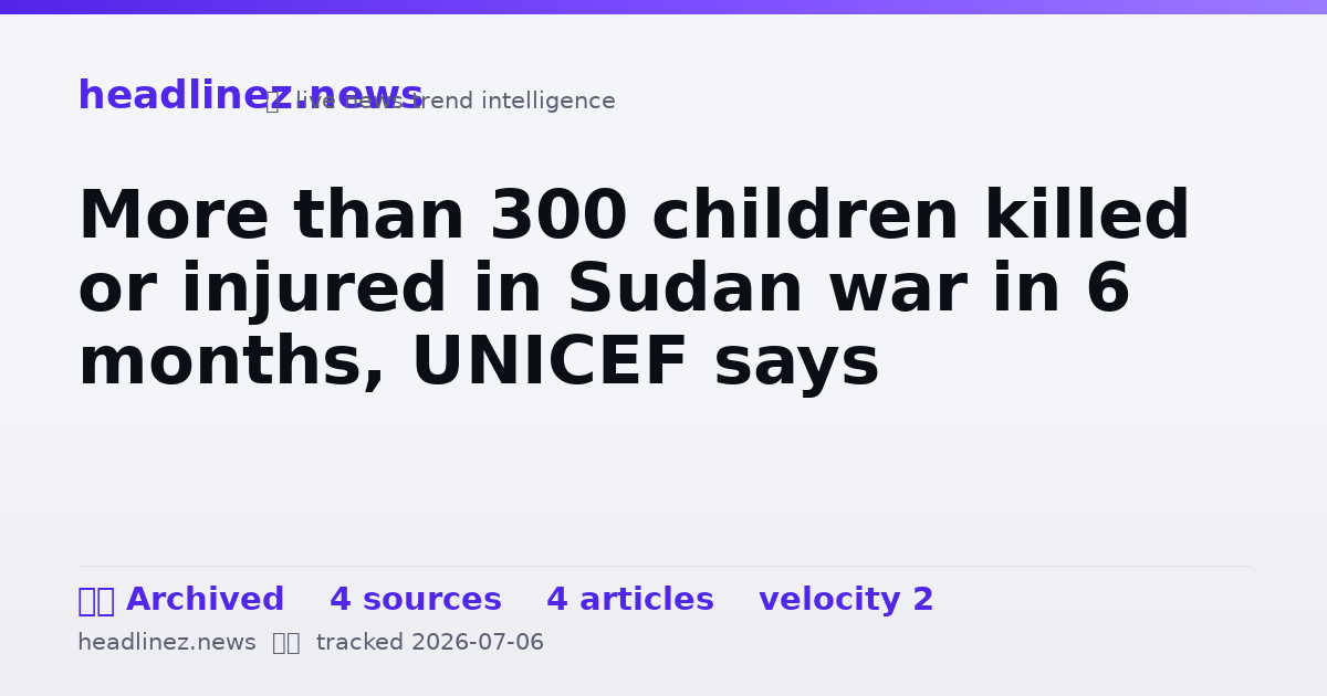 Visual summary for More than 300 children killed or injured in Sudan war in 6 months, UNICEF says