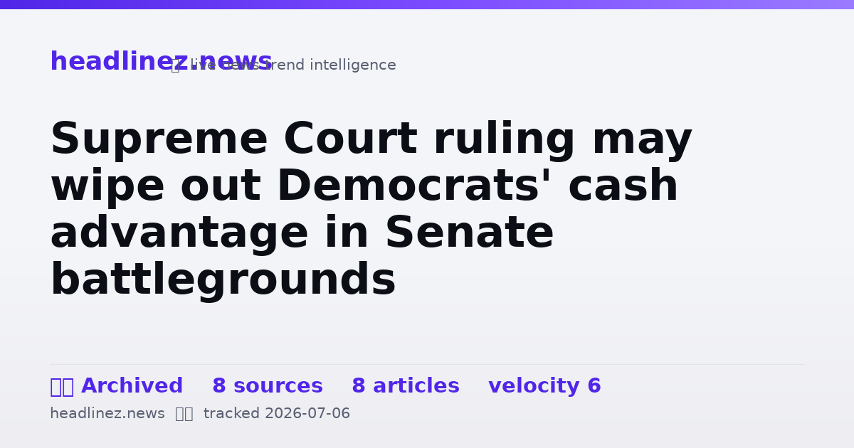 Visual summary for Supreme Court ruling may wipe out Democrats' cash advantage in Senate battlegrounds