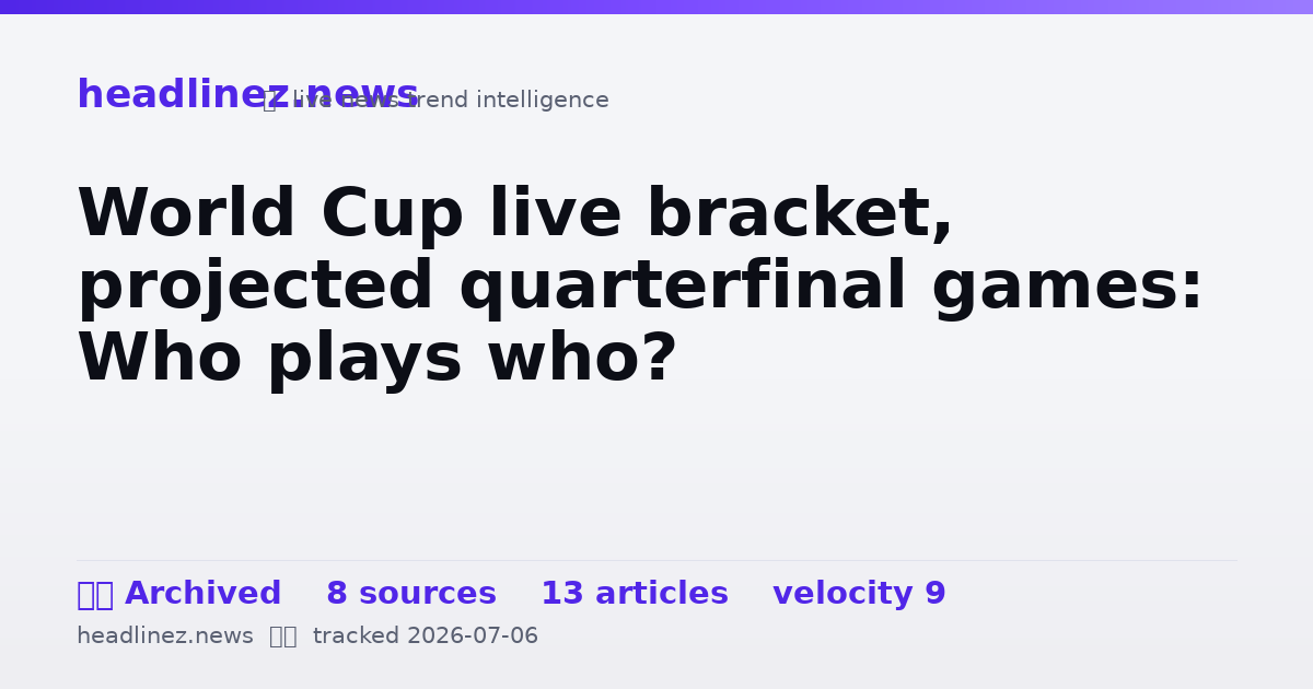 Visual summary for World Cup live bracket, projected quarterfinal games: Who plays who?