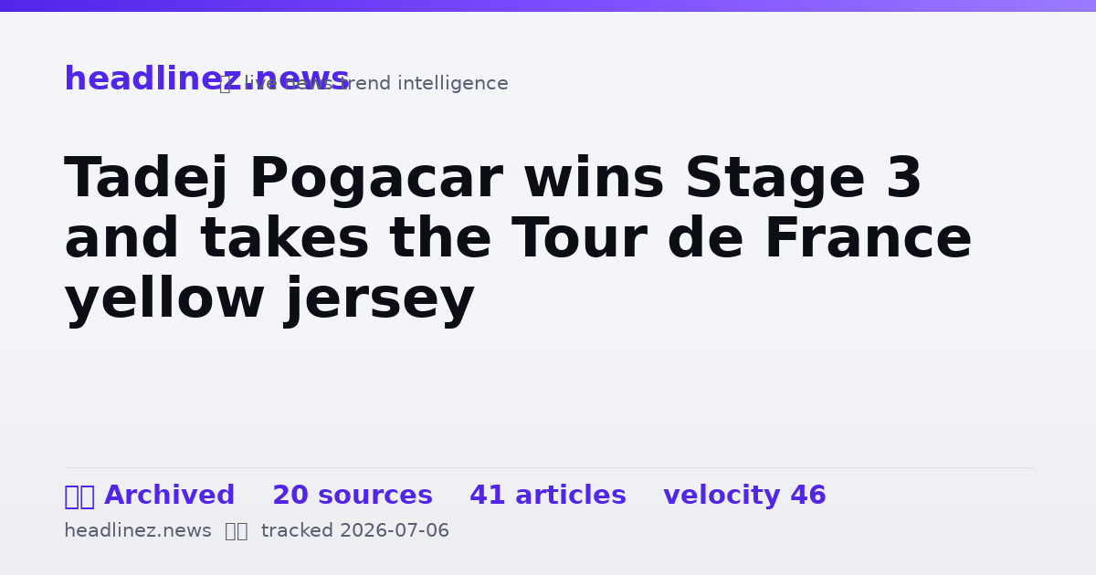 Visual summary for Tadej Pogacar wins Stage 3 and takes the Tour de France yellow jersey