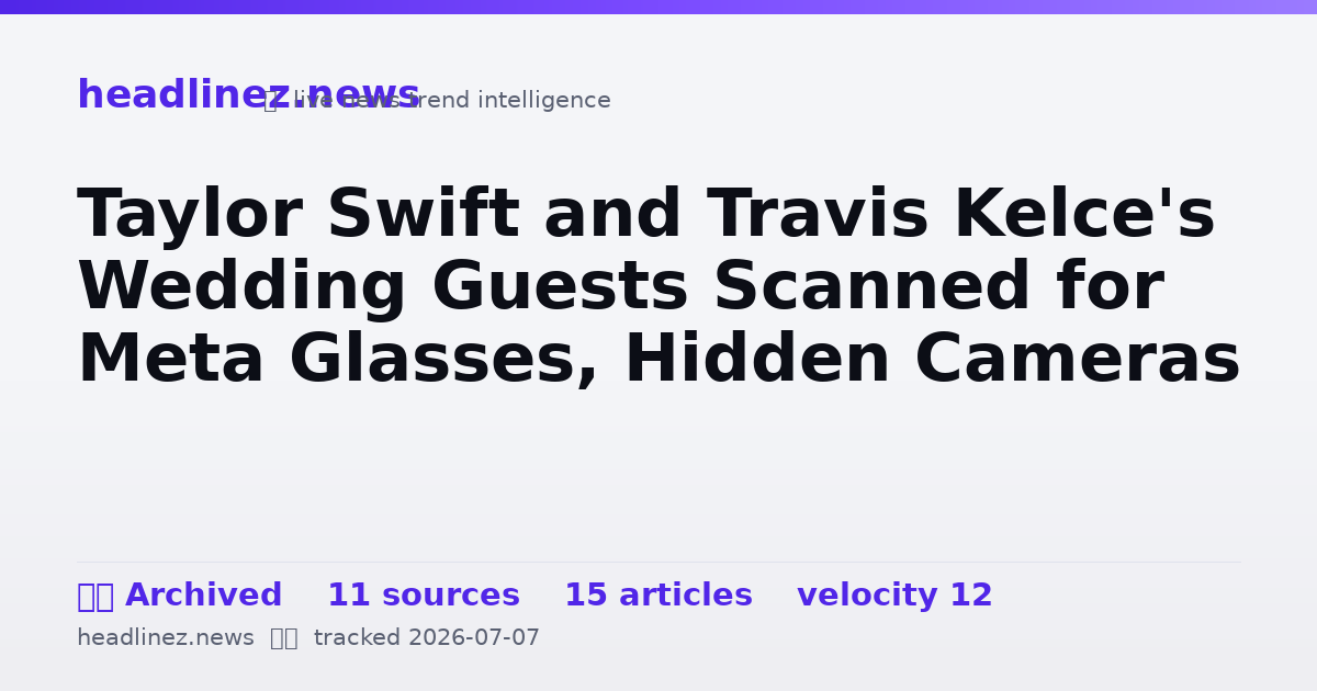 Visual summary for Taylor Swift and Travis Kelce's Wedding Guests Scanned for Meta Glasses, Hidden Cameras
