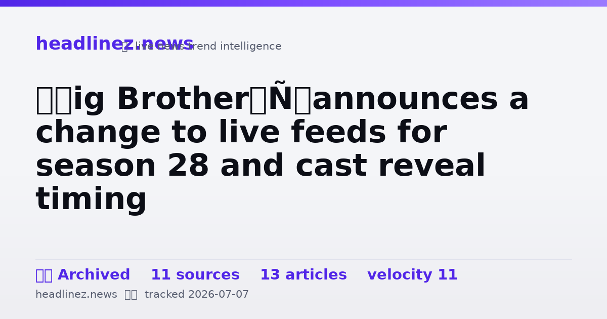 Visual summary for ‘Big Brother’ announces a change to live feeds for season 28 and cast reveal timing