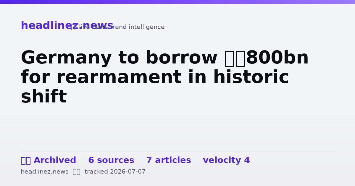 Visual summary for Germany to borrow €800bn for rearmament in historic shift