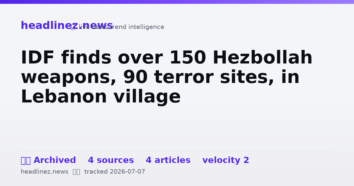 Visual summary for IDF finds over 150 Hezbollah weapons, 90 terror sites, in Lebanon village