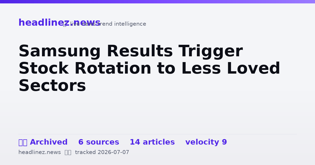 Visual summary for Samsung Results Trigger Stock Rotation to Less Loved Sectors