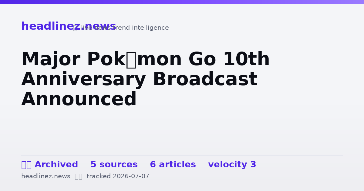Visual summary for Major Pokémon Go 10th Anniversary Broadcast Announced