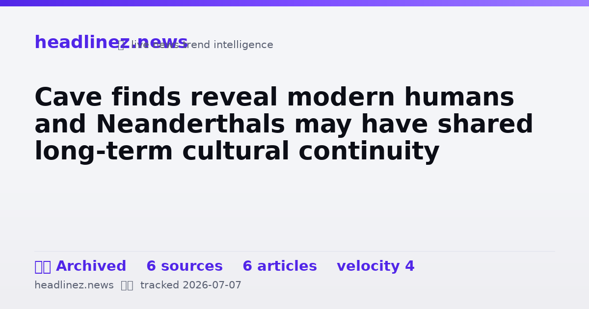 Visual summary for Cave finds reveal modern humans and Neanderthals may have shared long-term cultural continuity