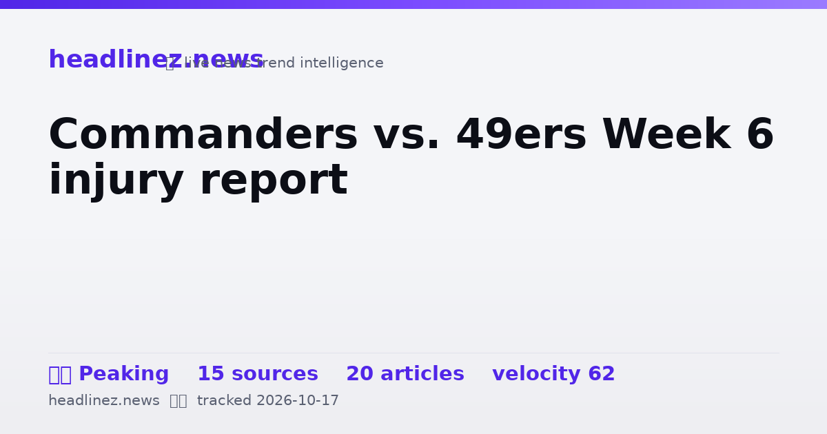 Visual summary for Commanders vs. 49ers Week 6 injury report