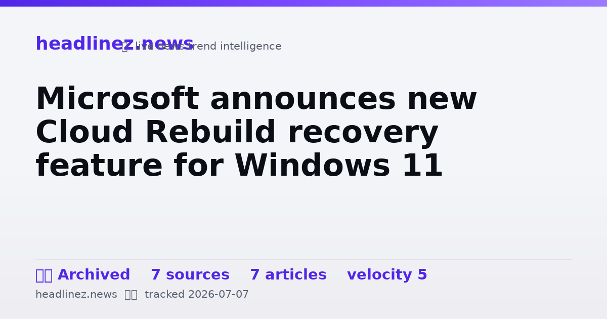 Visual summary for Microsoft announces new Cloud Rebuild recovery feature for Windows 11