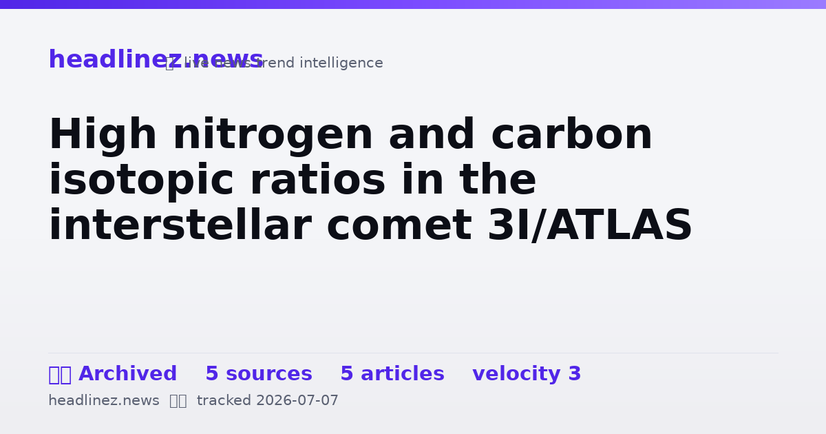 Visual summary for High nitrogen and carbon isotopic ratios in the interstellar comet 3I/ATLAS
