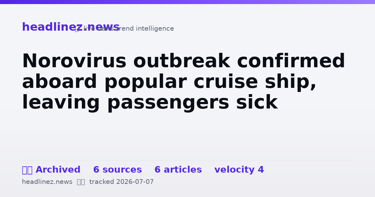 Visual summary for Norovirus outbreak confirmed aboard popular cruise ship, leaving passengers sick