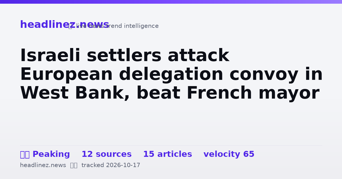 Visual summary for Israeli settlers attack European delegation convoy in West Bank, beat French mayor