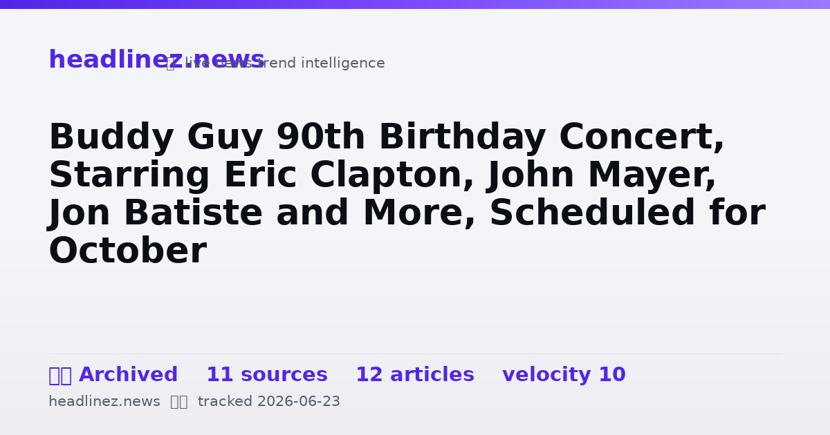 Visual summary for Buddy Guy 90th Birthday Concert, Starring Eric Clapton, John Mayer, Jon Batiste and More, Scheduled for October