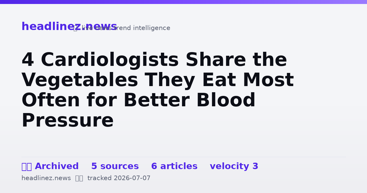 Visual summary for 4 Cardiologists Share the Vegetables They Eat Most Often for Better Blood Pressure